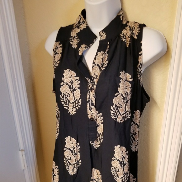 New Navy Beige Tan Sleeveless Top - Picture 5 of 5